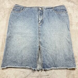Y2K Lane Bryant Venezia Jeans Grunge Denim Midi Skirt Front Slit Plus Women's 18